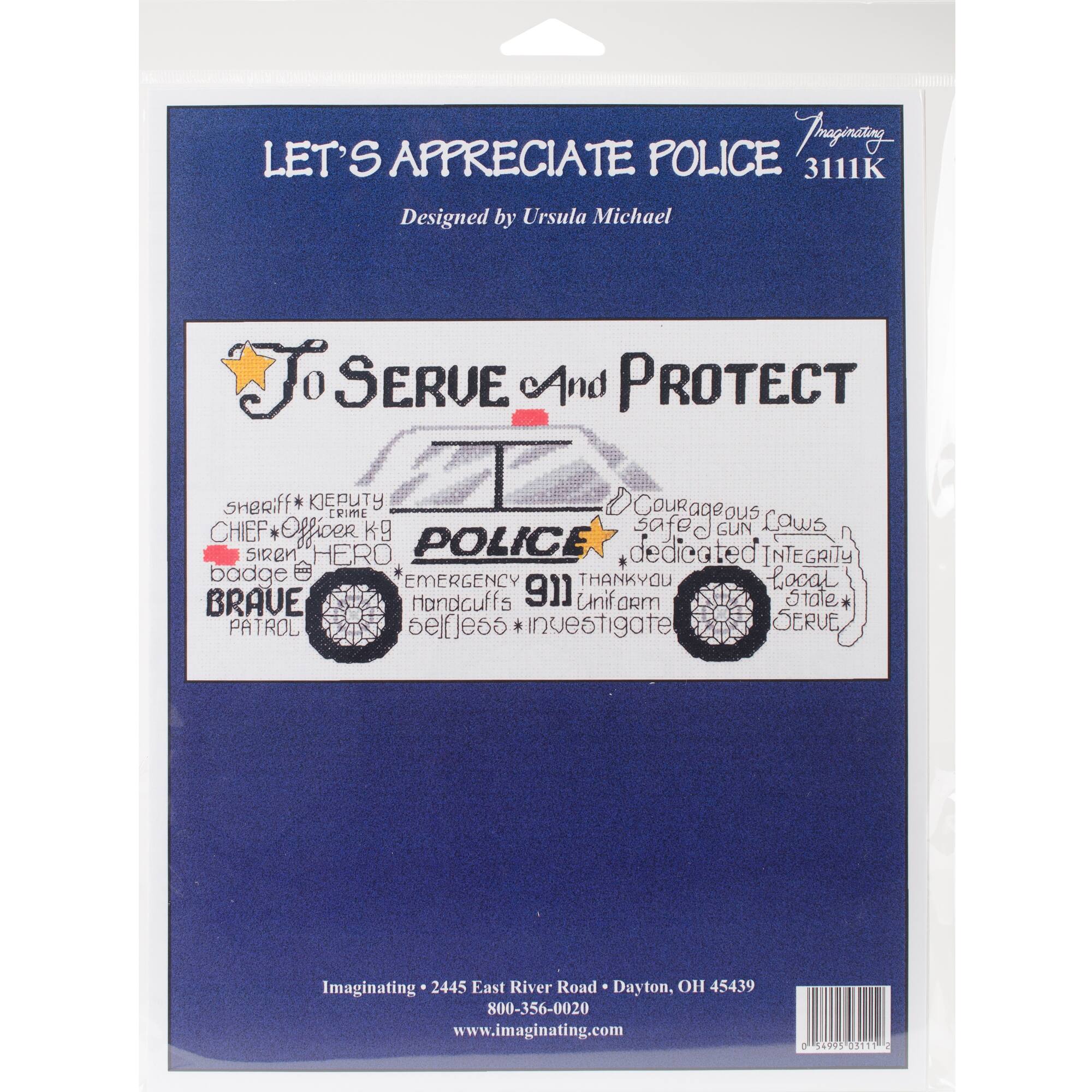 Imaginating Let's Appreciate Police Counted Cross Stitch Kit